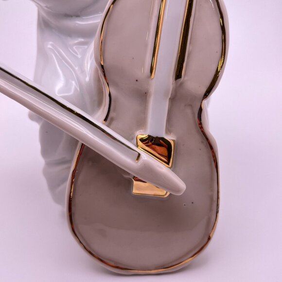 Vintage Porcelain Angel Figurine Playing Cello with Gold Trim Music Musician - Picture 7 of 9